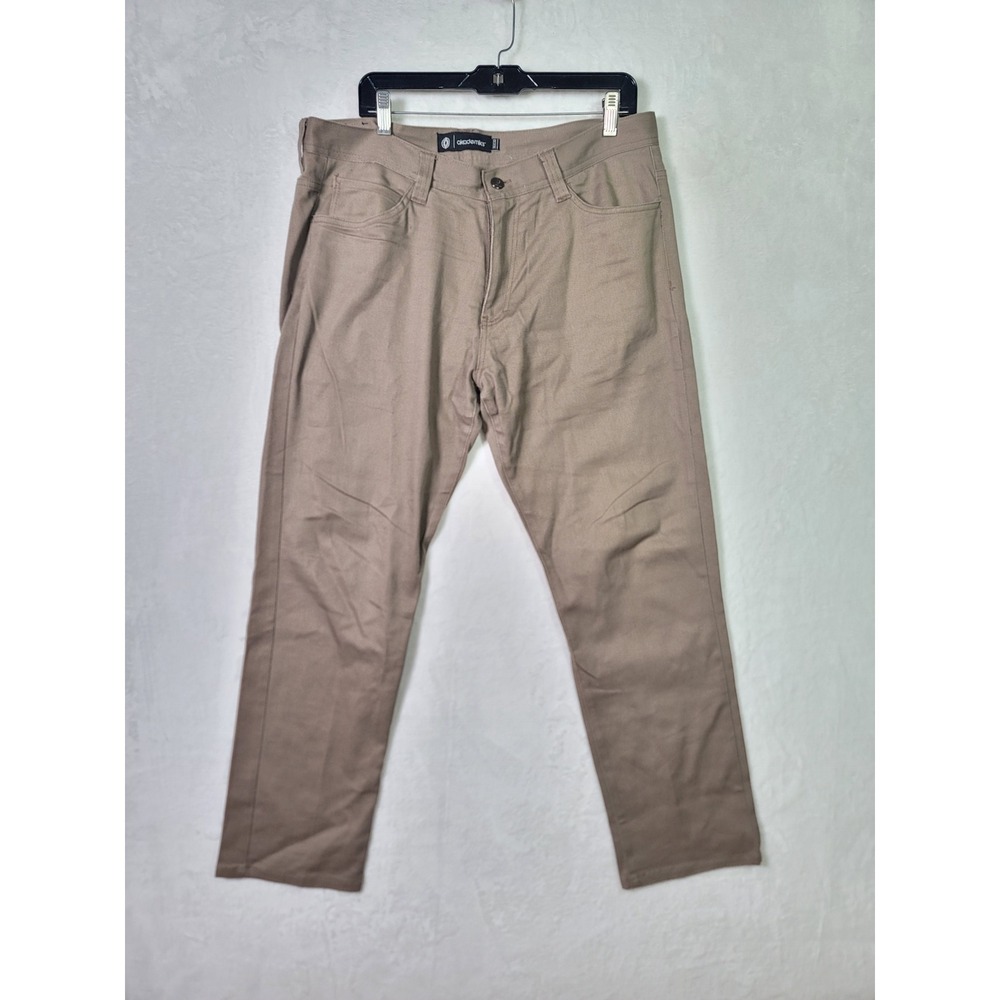 Akademiks Smart Preppy Straight Leg Pants Clean Guy Khaki Tan Stretch 38x29.5